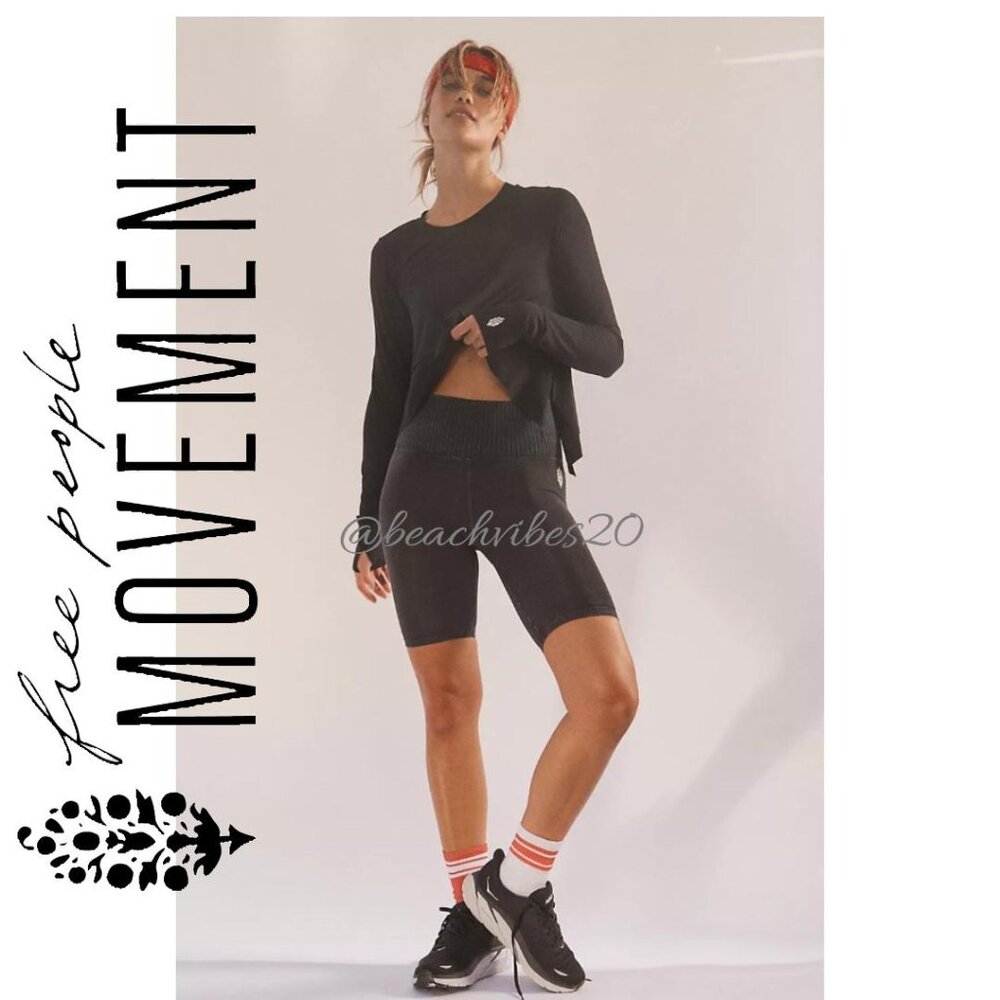 FP MOVEMENT BY FREE PEOPLE Tempo Long Sleeve Tee Black Small NWOT